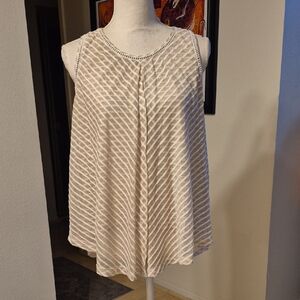 Studio Petite JPR Petit Lg Striped Mesh Sleeveless Tank Top Blouse Flowy Layered